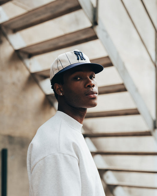 N Monogram Cap - White Pinstripe