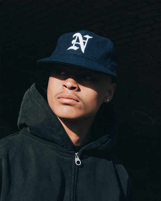 N Monogram Cap - Navy (Melton Wool)