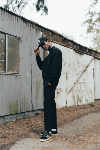 NT Monogram Cap - Black (Melton Wool)