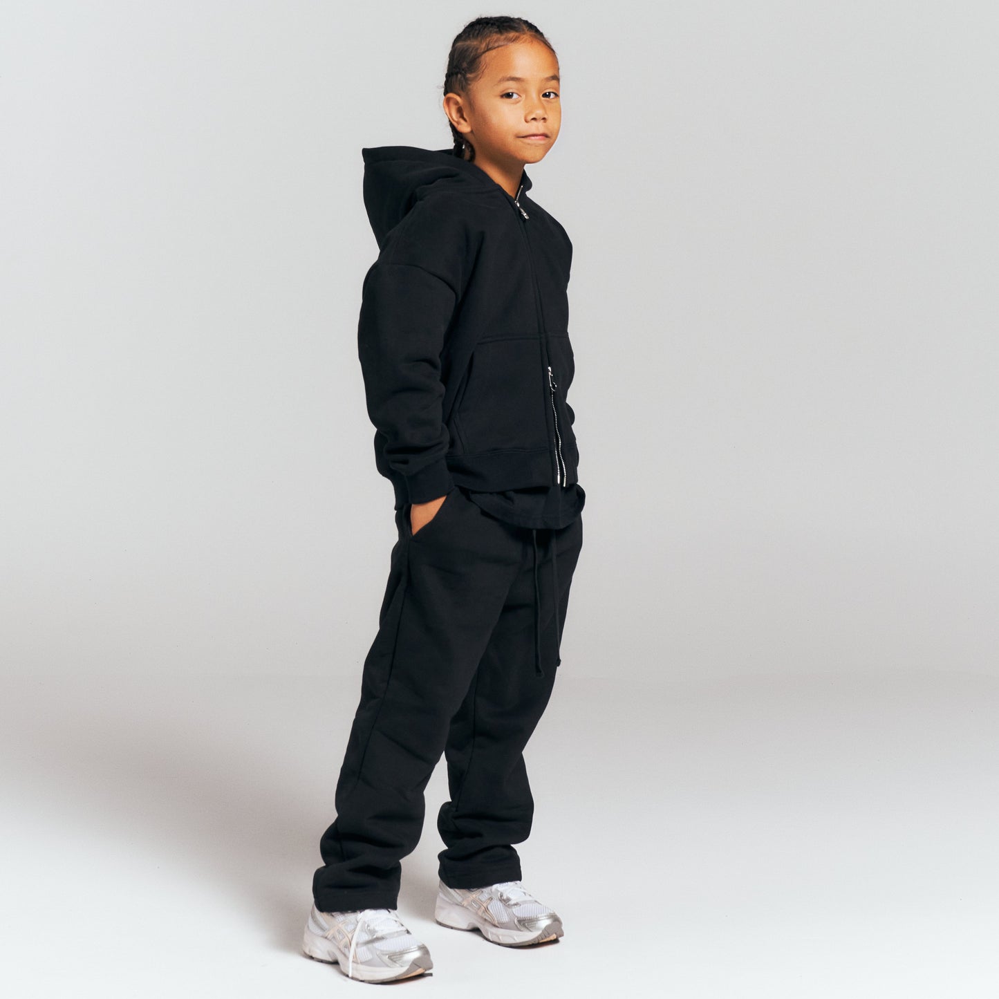 KIDS ZIP HOODIE'CHARCOAL'