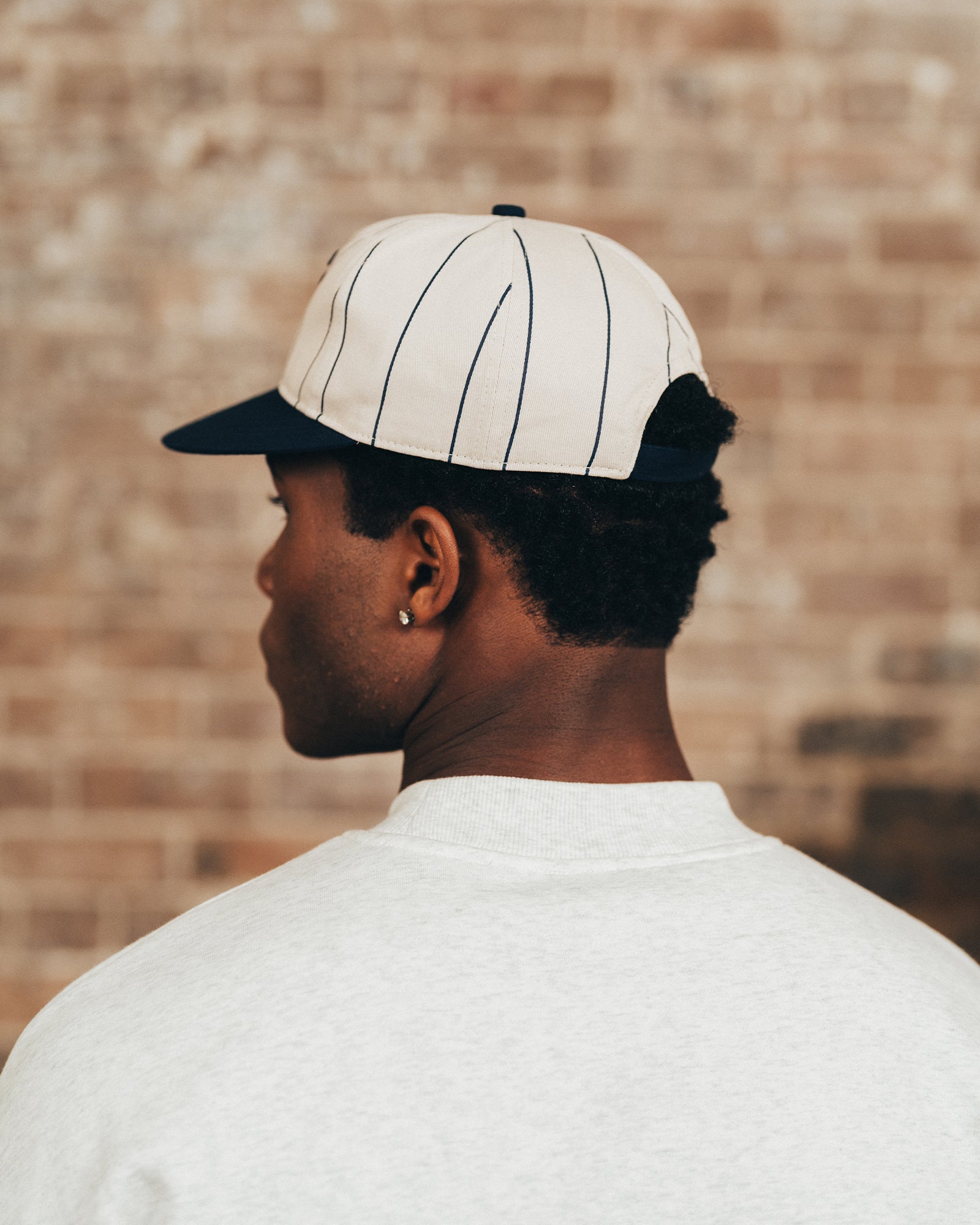 N Monogram Cap - White Pinstripe