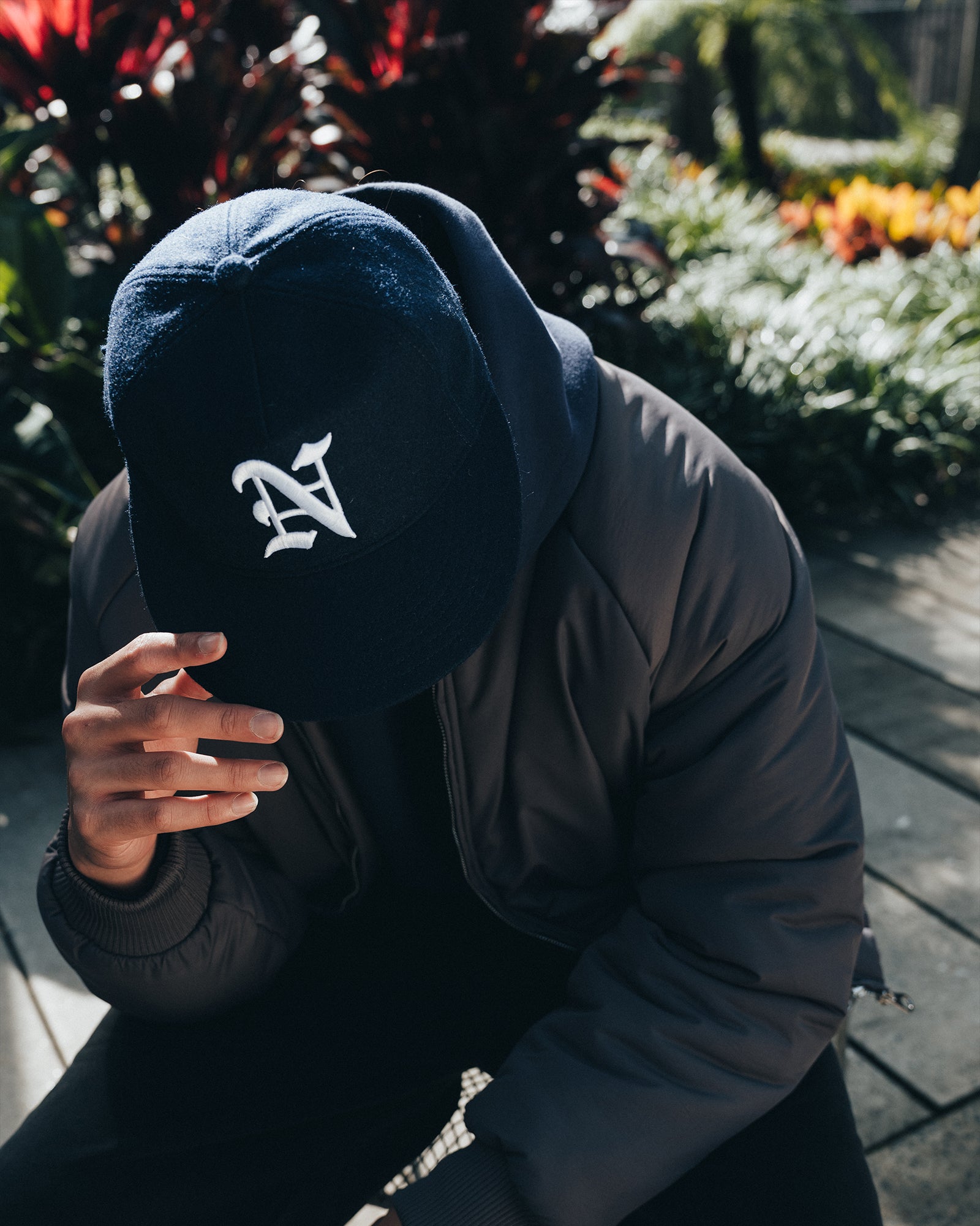 N Monogram Cap - Navy (Melton Wool)