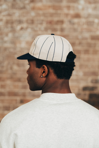 N Monogram Cap - White Pinstripe
